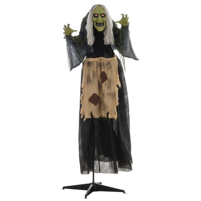 HOMCOM 160cm Witch Halloween Animatronic with Sound Effects