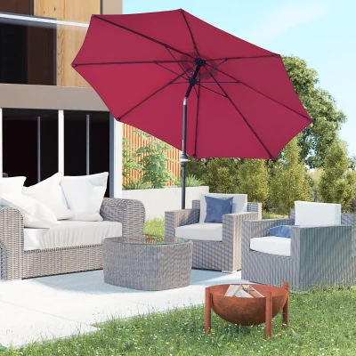 Outsunny Parasol Inclinable Rouge Alu Fibre 2,65m