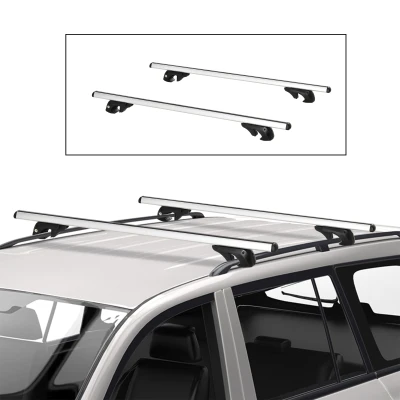 HOMCOM Barras de Techo Universales para Vehículos de Aluminio Bacas Portaequipajes Coche Automóvil Baca para Coche Universales con Cerradura Carga 75 kg 135 cm Plata