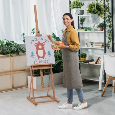 HOMCOM Cavalletto Pittura Regolabile in Legno con Contenitore