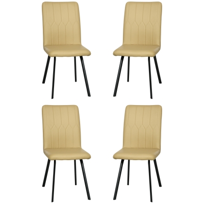 HOMCOM 4 Chaises Salle à Manger Similicuir Noir Pieds Acier