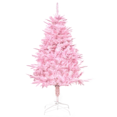 HOMCOM 4FT Artificial Christmas Tree Pink Holiday Decoration