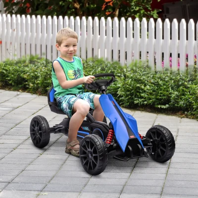 HOMCOM Go Kart a Pedali Bambini 3-8 Anni Sedile Regolabile Blu
