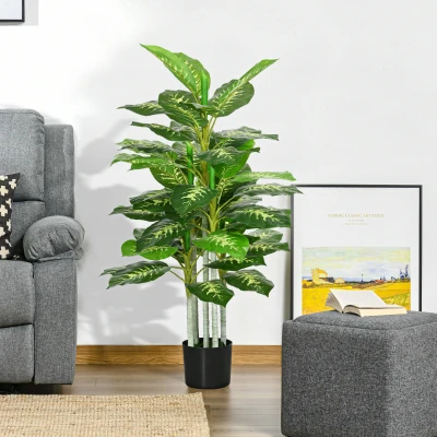 HOMCOM Pianta Artificiale Alta 120cm con Vaso Interni ed Esterni