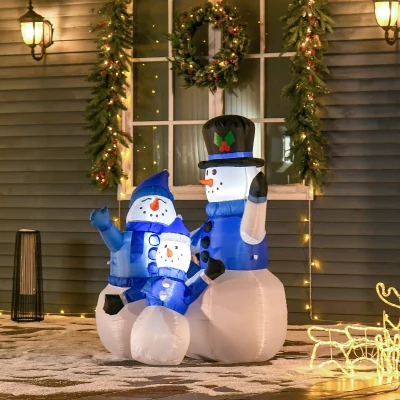 HOMCOM Inflatable Christmas Snowmen 4ft LED Yard Decor