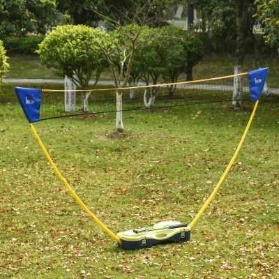 HOMCOM Portable Badminton Net Set with Rackets & Shuttlecocks