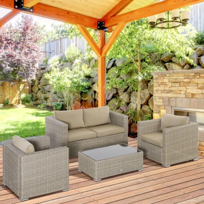 Outsunny Set mobile da giardino 150cm x 75cm x 65cm Cachi