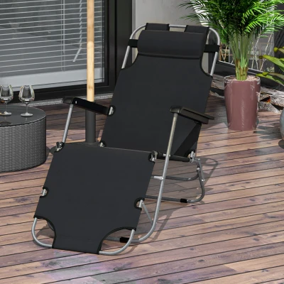 Outsunny Lettino sdraio da giardino 135cm x 60cm x 89cm Nero