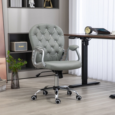 Vinsetto Ergonomic Office Chair Grey 360° Swivel PU Padded