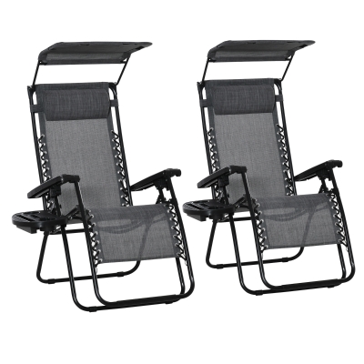 Outsunny 2-Piece Foldable Reclining Garden Chair Light Grey