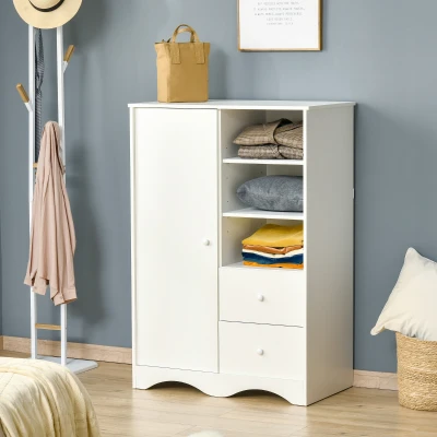 HOMCOM Armoire Blanche 5 Étagères 3 Niches 2 Tiroirs Salon