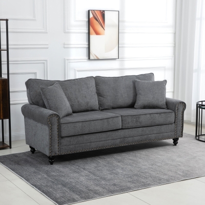 HOMCOM 3-Seater Fabric Sofa with Cushions Grey