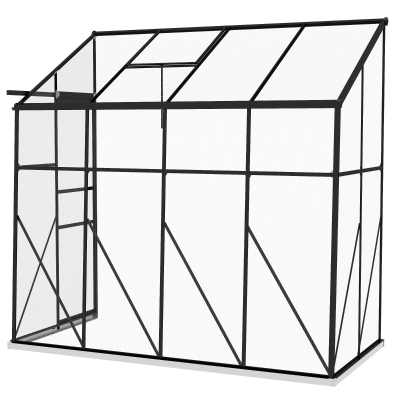 Outsunny Serre Adossée Polycarbonate 127x253x240cm Noir