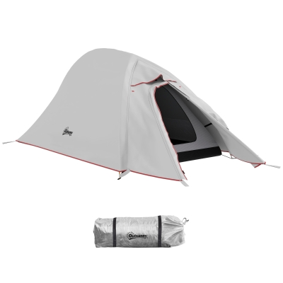Outsunny Tenda da Campeggio a 2 Livelli Grigio Chiaro con Borsa