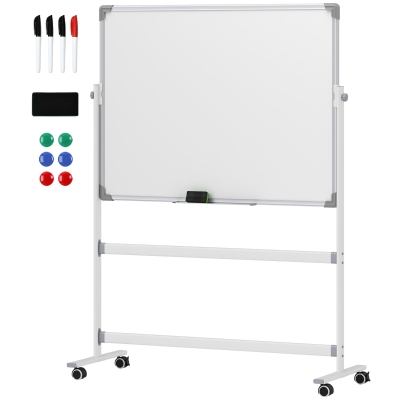 HOMCOM Tableau Blanc Double Face Rotatif Mobile avec Accessoires