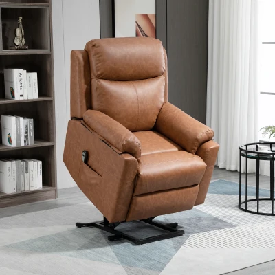 HOMCOM Electric Riser Recliner Chair Faux Leather Brown