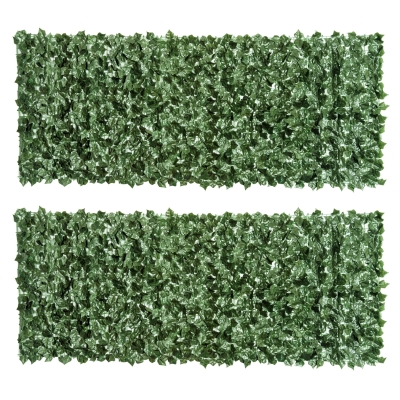 Outsunny 2-Piece Artificial Leaf Hedge Screen Dark Green 2.4x1m