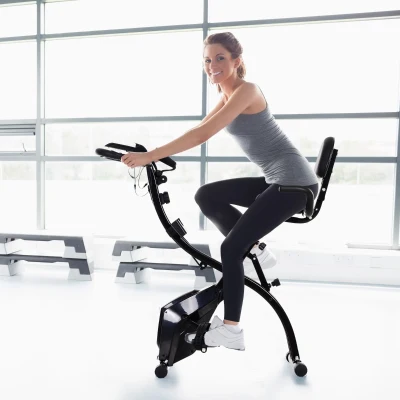 HOMCOM Vélo Fitness Pliant Noir 8 Niveaux Résistance