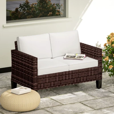 Rattan Sofa 128W x 74D x 75Hcm Brown