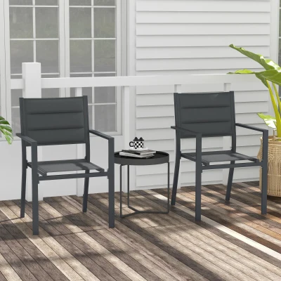 Outsunny Aluminium Stacking Garden Chairs Set of Two Dark Grey