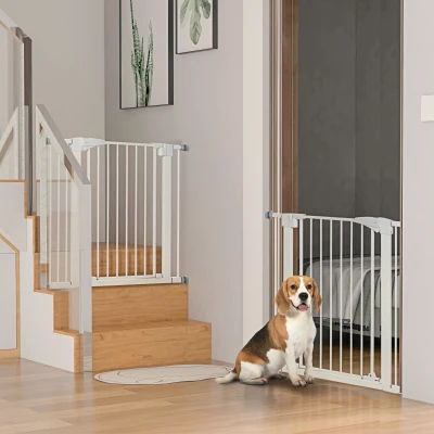 PawHut Barrières Chien Sans Perçage Auto Fermeture 76-103cm Blanc