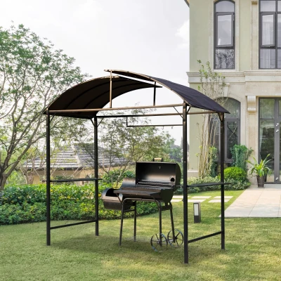 Outsunny Metal BBQ Gazebo Canopy Shelter Coffee