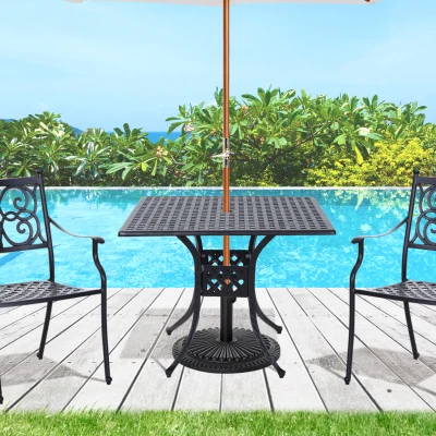 Outsunny 90cm Square Garden Table Aluminium Black