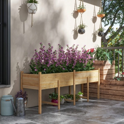 Outsunny Jardinière sur Pieds Bois Sapin avec Irrigation