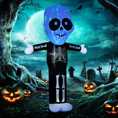 HOMCOM 3m Inflatable Skeleton Ghost Decoration LED Lighted