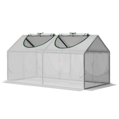 Outsunny Invernadero de Exterior 120x60x60 cm Invernadero de Jardín con 2 Ventanas Enrollables Cubierta de PE 140g/㎡ y Marco de Acero Impermeable Anti-UV para Cultivo de Plantas Verduras Translúcido