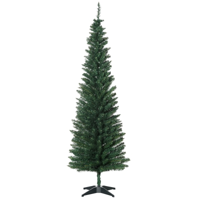 HOMCOM 6ft Pencil Slim Christmas Tree Green