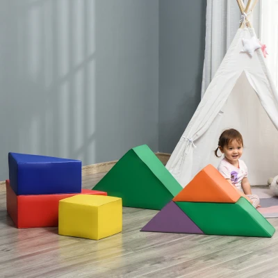 HOMCOM 7 Piece Kids Soft Foam Puzzle Play Set Indoor Outdoor