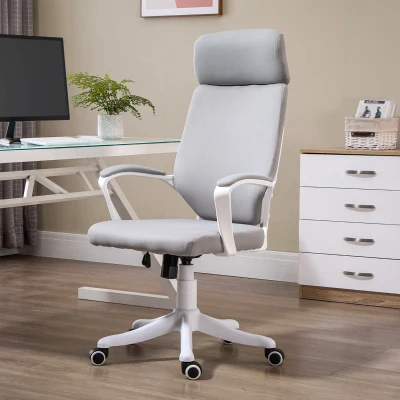 Vinsetto Silla de Oficina Giratoria Silla de Escritorio Giratoria Altura Ajustable con Reposabrazos 63x65x112-120 cm Gris