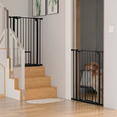 PawHut Barrières Sécurité Animaux 104H Double Verrouillage 74-80cm