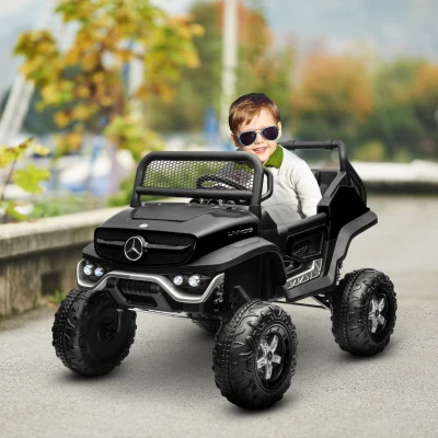 HOMCOM Mercedes 4x4 Enfant 3-8 Ans Noir Télécommande Klaxon
