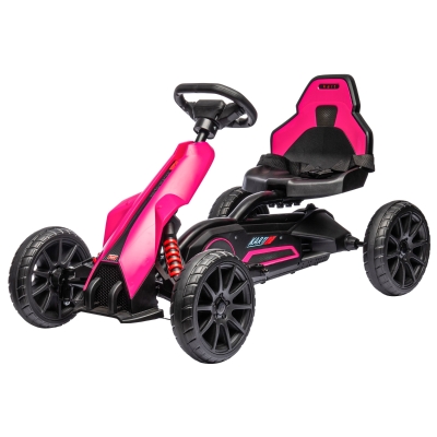 HOMCOM Kart Électrique Enfant 12V Rose Siège Réglable 3-8 Ans
