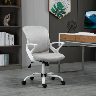 Vinsetto Sedia da ufficio 61cm x 61cm x 99cm Grigio, Bianco