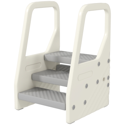 AIYAPLAY Marchepied Enfant 3 Marches Réglable Gris