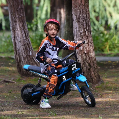 HOMCOM 24V Electric Motorbike 12" Pneumatic Tyres - Blue