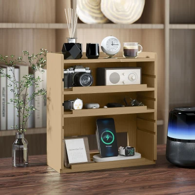 HOMCOM Four-Tier Desktop Organiser Oak Tone