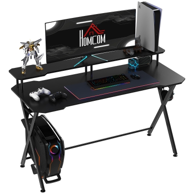HOMCOM Gaming Desk Workstation 140x60cm with Headphone Hook