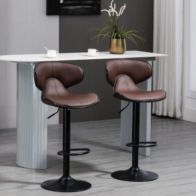 HOMCOM Adjustable Swivel Bar Stools Set of 2 Steel Brown