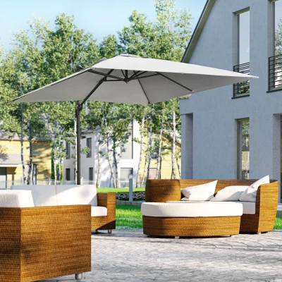 Outsunny Cantilever Parasol Aluminium Grey 2.7x2.7m