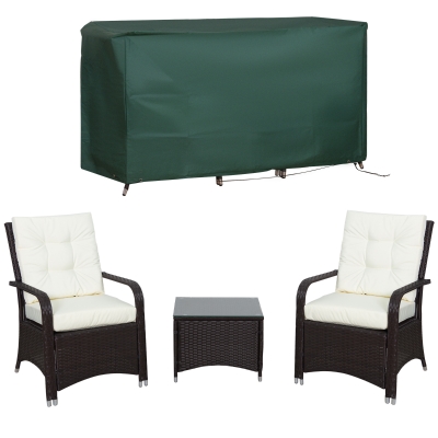 Outsunny 3-Piece Rattan Bistro Set with Cushions Cream White