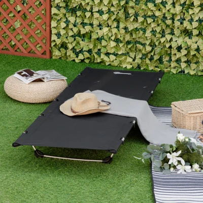 Outsunny Portable Aluminium Camping Bed 150kg Support Grey