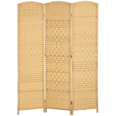 HOMCOM Paravent Bois 3 Panneaux Pliable 135x180cm Naturel