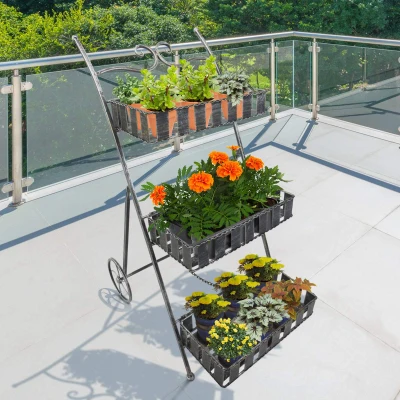 Outsunny Fioriera 53cm x 39cm x 78cm Argento