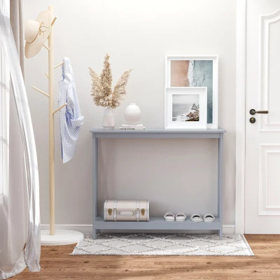 HOMCOM Console Table X Design Grey with Storage Shelf