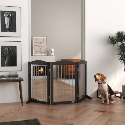 PawHut Foldable Dog Gate Freestanding Black