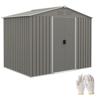 Outsunny Outdoor Garden Storage Shed Metal Light Grey 7.7x5.7ft